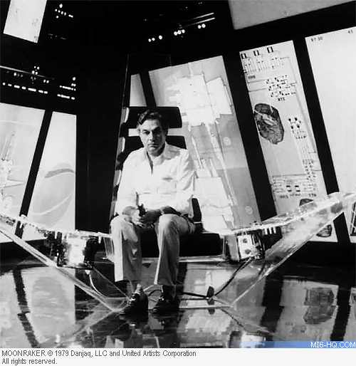 Sir Ken Adam on the launch centre set set of "Moonraker"