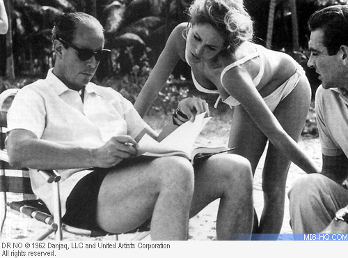 Terence Young on the set of Dr. No