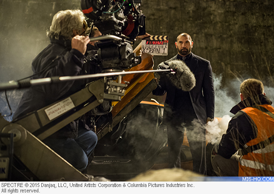 Dave Bautista as Mr. Hinx shoots on location in Rome.