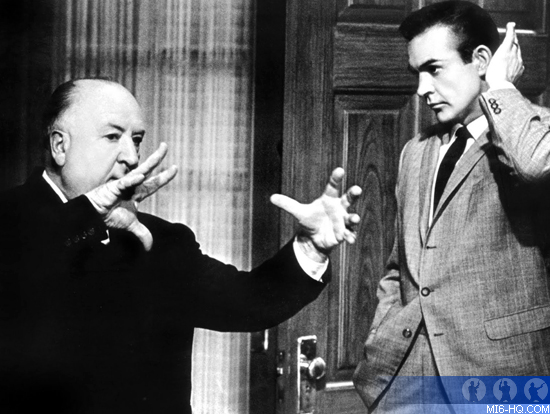 Sean Connery in 1963 with Alfred Hitchcock