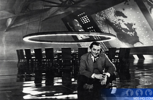 Ken Adam on the set of Dr. Strangelove