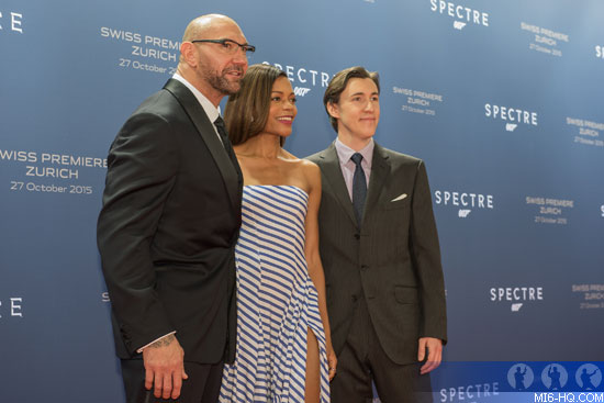 Dave Bautista, Gregg Wilson and Naomie Harris at the Zurich Premiere for SPECTRE